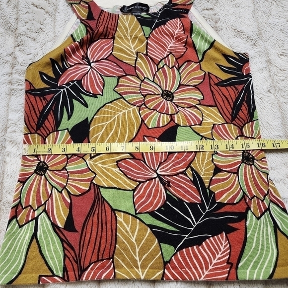 Size S Tank top Floral Cotton blend ribbed knit CABLE & GAUGE NWT - Picture 9 of 12